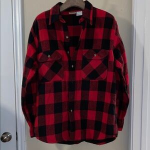Vtg Five Brother Red and Black Checkered Flannel Shirt